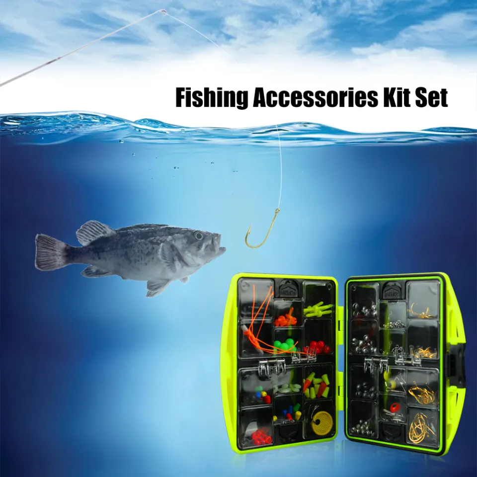 Fishing Accessories Kit Hook Fishing Accessories Fishing Gear Weights Fishing  Swivels Snaps Fishing Line Beads Fishing Set with Tackle Box