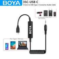 BOYA 35C-L/USB C Microphone Audio Adapter Cable 3.5mm TRS to Lightning Type-C for iPhone Mobile PC Android iOS Streaming