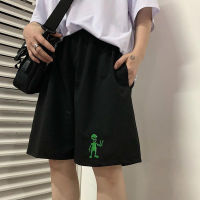 Korean Style Aliens Harajuku Casual Loose Straight Jogger Bike Shorts Female High Waist Summer Sports Running Vintage Hotpants