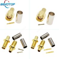 คุณภาพสูง RG58 Crimp Cable Straight Ohm Plated Male/Female BEVOTOP Gold RG142 10pcs/lot RG400 Connector RF SMA 50 LMR195