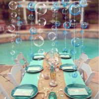 Blue Purple Clear Bubbles Circle Garlands Under The Sea Themed Party Decor Starfish Jellyfish Hanging Mermaid Birthday Supplies Banners Streamers Conf