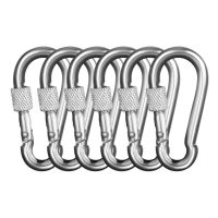 （AT）6ชิ้น304พร้อม FemaleHook Multifunctional SpringCarabiner Quick Link Lock Ring Hook