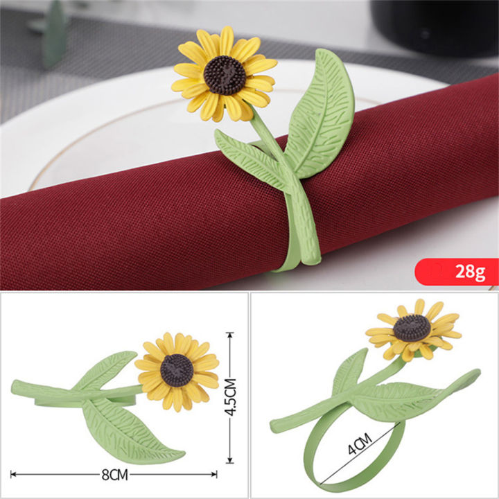 โลหะผ้าเช็ดปากแหวนอัลลอยหัวเข็มขัดเครื่องประดับโต๊ะลายดอกไม้ใหม่สไตล์ตะวันตก