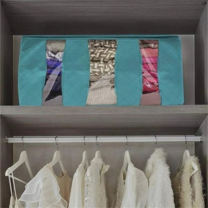 กล่องจัดระเบียบผ้าห่มกันฝุ่นสำหรับใส่เสื้อผ้าถุงใส่ผ้าแบบไม่ถักกันฝุ่นสามารถพับเก็บได้