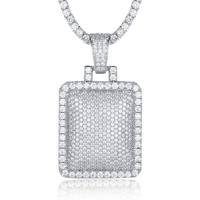 100 Micro Zircon Hip Hop Luxury Rectangular Pendant Necklace For Men Jewelry Wholesale Zircon Tennis Chain CZ Rapper Jewelry