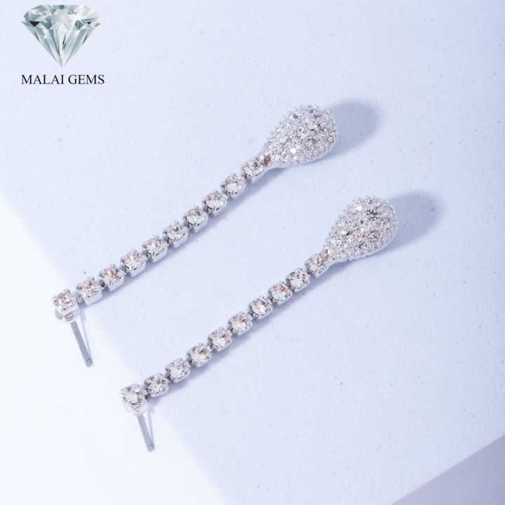 malai-gems-ต่างหูเพชร-เงินแท้-silver-925-เพชรสวิส-cz-เคลือบทองคำขาว-รุ่น-11006026-แถมกล่อง-ต่างหูcz-ต่างหูเงินแท้