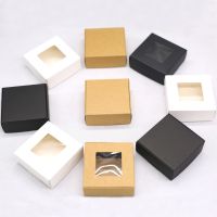 50Pcs Kraft Paper Candy Box Transparent PVC Window Soap Box Wedding Birthday Christmas Baby Shower Chocolate Gift Packaging Box