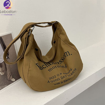 Leboston (กระเป๋า) Men Women Messenger Bag Fashion Printing Letter Canvas Tote Bag Crossbody Mini Handbag