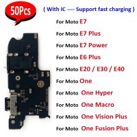 50Pcs USB Charging Port Socket Charger Connector Flex Board สําหรับ Moto E40 E20 E6 Plus E7 Power / One Fusion Hyper Macro Vision