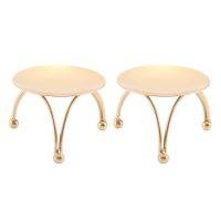 2 Pack Iron Pillar Candle Holders,Plate Candle Holders(2.8inch Diameter)Fit LED&amp;Wax Candles, Pedestal Candle Stand,Gold