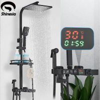 Shinesia Thermostatic Shower Faucet Luxury LED Digital Display Rainfall Shower Set Hot&amp;Cold Water Showers For Bathroom Showerheads