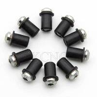 10PCS 5mm/0.20in Universal Motorcycle Rubber Well Nuts Windscreen Windshield Fairing Cowl Anodized Aluminum Moto Screws Bolts