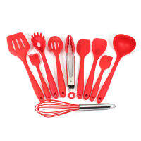 Silicone Kitchen Utensil with Heat Resistant Nonstick Silicone for No-Scratch Cookware Red Black