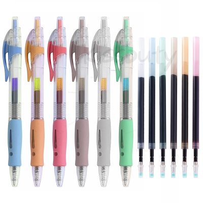 【YP】 6-48Pcs Retractable Gel Writing Refills Painting Graffiti Colored Ballpoint Pens School Office Stationery