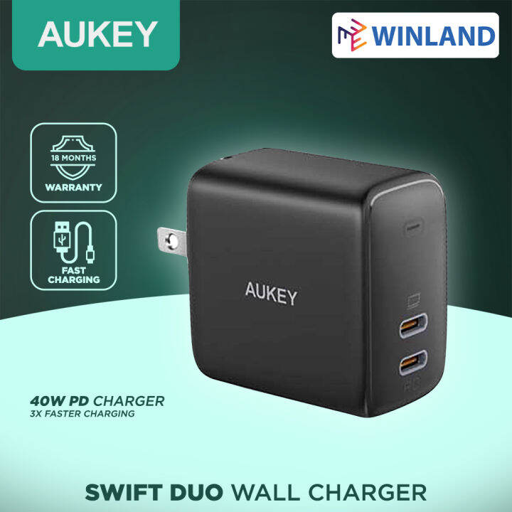 AUKEY by Winland PA-R2S Swift Duo 40W PD Wall Charger Less Hassle and ...