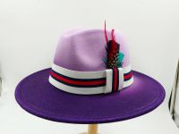 European And American New Color Matching Gradient Feather Jazz Mens And Womens Wool Fedora Hats Mens And Womens Outdoor Jazz