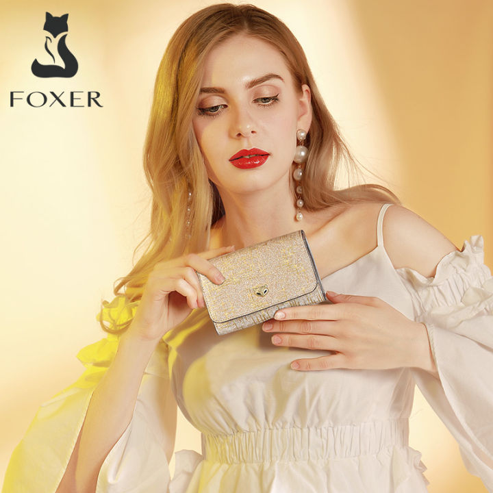 foxer-หญิงหรูหรากระเป๋าเงินเลดี้ผู้ถือบัตรแยกหนังเลดี้เงินกระเป๋าสตางค์ผู้หญิงเก๋กระเป๋าเหรียญขนาดเล็ก