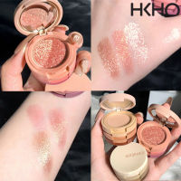 HKHO พาเลทอายแชโดว์3สี Pearlescent Matte Glitter Eyeshadow Makeup Palette Eye Beauty