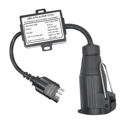 US to EU Trailer Light Converter for US Cars 4-Pin Flat Plug Socket to European Trailer 13-Pin Round Plug 4-Pin to 13-Pin Trailer Light Converter