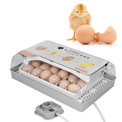 ศูนย์บ่มเพาะไข่ดิจิตอล20ไข่ฟักไข่สัตว์ปีกที่มีอัตโนมัติไข่เปลี่ยนการควบคุมอุณหภูมิไฟ LED อุณหภูมิความชื้นปลุกศูนย์บ่มเพาะสำหรับเป็ดไก่นกไข่