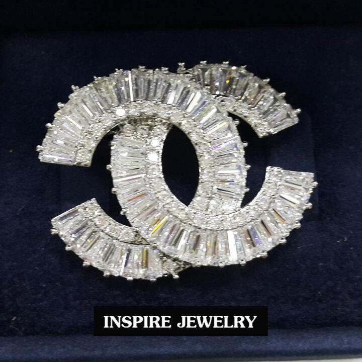 inspire-jewelry-เข็มกลัดเพชรสวิส-ฝังหนามเตย-หุ้มทองแท้-100-or-gold-plated-diamond-cloning