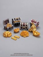 Mini Simulation Pirate Gold Treasure Chest Adventure Gold Coins Miniature Aquarium Fish Tank Landscaping Decoration Treasure Ornaments Toys 【OCT】