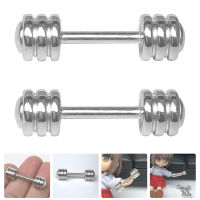 Teniron 2pcs Mini Metal Dumbbell Model Simulation Miniature Dumbbell Modeling Toys Mini House Decor