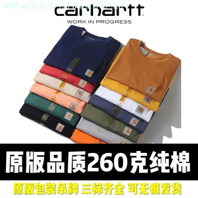 Carhartt เสื้อยืดแขนสั้นผู้ชายและผู้หญิง,K87กระเป๋ากางเกงเสื้อยาวปิดถึงก้นผ้าฝ้ายมีกระเป๋าทันสมัย