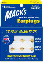 Macks Pillow Soft Silicone Earplugs - 12 Pair, The Original Moldable Silicone Putty Ear Plugs for Sleeping, Snoring, Swimming, Travel, Concerts and Studying 12 Pair (Pack of 1)