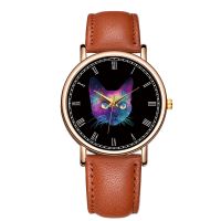 ﹉▨♤ Mens Watches Top Brand Luxury 2020 Men Quartz Wristwatches Casual Men’s Watch Creative Cute Cat Leather Clock Relogio Masculino