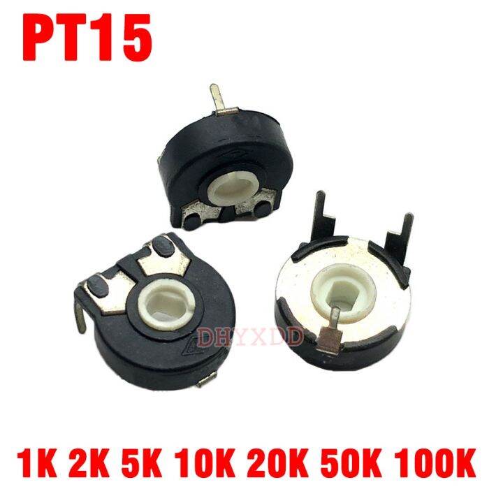 5pcs Potentiometer PT15 1K 2K 5K 10K 20K 50K 100K 500K Elliptical Hole Horizontal Adjustable