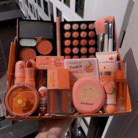 ✵เซตแต่งหน้า Peach Bid Set 16 ชิ้น พาเลทอายแชโดว์​ อายไลเนอร์​ แป้งพัฟ บีบี ลิป บลัชออน มา​สคา​ร่า​ แปรง▼