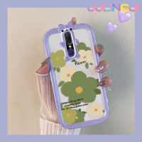 Jjlingji เคสสำหรับ OPPO F11 A9X A9 2019เคสแฟชั่นลายดอกไม้สีเขียวสีสันสดใสน่ารักเล็กๆน้อยๆกล้องมอนสเตอร์สเตอร์นิ่มสำหรับเลนส์กันกระแทกแบบใสเคสมือถือความคิดสร้างสรรค์โปร่งใสเรียบง่ายฝาครอบป้องกันซิลิโคน