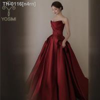 ❁✟✎ n4rn YOSIMI-Vestido de baile sem mangas alças feminino vestido noite elegante vintage vinho tinto verão festa longo 2023