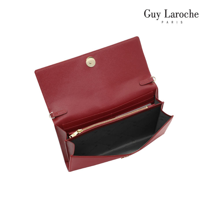 guy-laroche-กระเป๋าสะพายสตรี-รุ่น-classic-iii-สีแดง-หนังอัดลาย