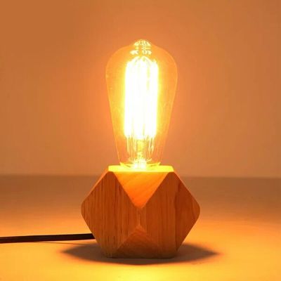 Wooden small night light mini small table lamp simple bedroom table lamp E27 household lighting Night Lights