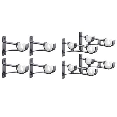 8 Pack Single Curtain Rod Brackets for Drapery Rod Heavy Duty Curtain Rod Holders Black - 4 Pack 18.6cm &amp; 4 Pack 11X8cm