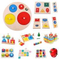 Wooden Geometric Shapes Sorting Math Montessori Puzzle Colorful Preschool Learning Educational Game Baby Toddler Toys