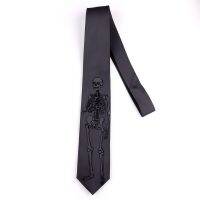 Free shipping New male mens necktie Original design dark gray skull skeleton college style literary women embroidery tie