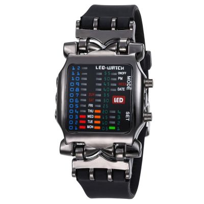 （A Decent035）LuxuryLovers Men WomenBlack Binary LuminousElectronic DisplayWatches Fashion Women Watches