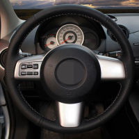 Car Products DIY Black Wearable Faux Leather Car Accessories Steering Wheel Cover For Mazda 2 2008 2009 2010 2011 2012 2013 2014