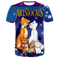 New Disney T-Shirts The Aristocats Cartoon Anime Marie Cat 3D Print Men Women Fashion Oversized T Shirt Kids Boy Girl Tees Tops