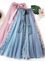 【CW】 Fashion Tutu Tulle Skirt Korean Bow Waist Pleated Female School Spodnica