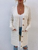 【hot】♤❅  MAYCAUR Womens Cardigan Sweater 2023 and New Coat Twisted Rope Color Knitted Sweaters