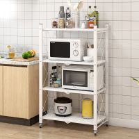 Free Installation 4 Layers Foldable Kitchen Shelf with Wheel Floor Storage Rack for Sundries Arrangement In Living Room