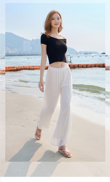 2023-white-summer-cotton-linen-pants-women-high-waisted-slacks-loose-soft-elastic-waist-casual-wide-leg-pants-trousers-female