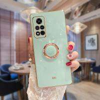 (รูปแบบใหม่) กระเป๋าใส่ของแหวนเงินเรียบหรูสำหรับ Xiaomi Redmi Note 9 Pro Note9 S 9pro Max 9 S เคสฝาหลังซิลิโคนรูปสี่เหลี่ยมแบบตั้งได้เคสโทรศัพท์ของ Funda Xiomi