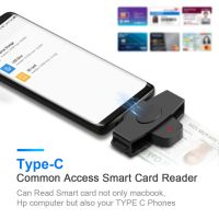 USB Type C Smart Card Reader SIM Cloner Type-C Bank Tax Declaration DINE DNI Citizen IC Card ID Card Reader for Mac/Android IOSTH