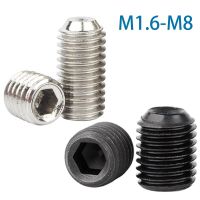 50Pcs M1.6 M2 M2.5 M3 M4 M5 M6 M8 304 Stainless Steel Silver Black Grade 12.9 Hex Hexagon Socket Cup Point Set Screw Grub Bolt Screw Nut Drivers