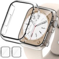 Tempered Glass+Cover For Apple Watch 44mm 40mm 45mm 41mm 42mm 38mm PC Bumper Screen Protector Case IWatch Series 9 8 7 6 SE 5 3 Screen Protectors